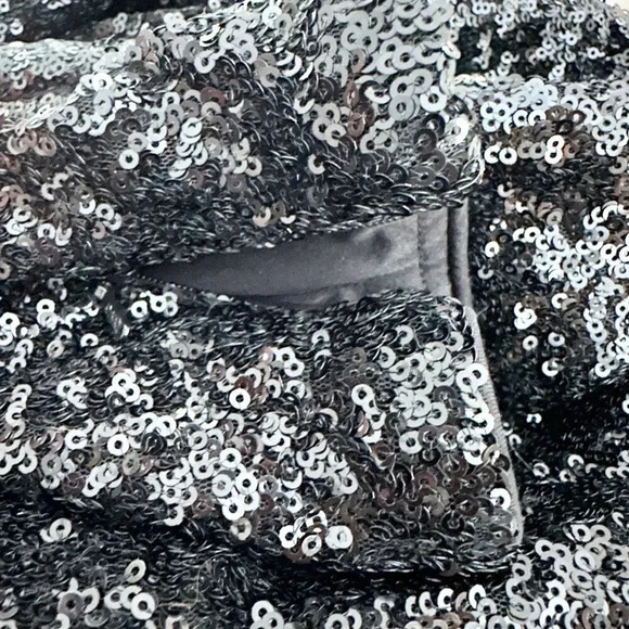 H&M | Black Legging Ponte Pants Sequin Sequined Pants Size + Ankle Zip | Size 6 - Picture 8 of 8